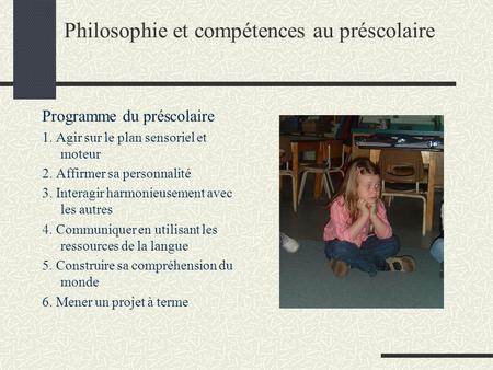Philosophie et compétences au préscolaire