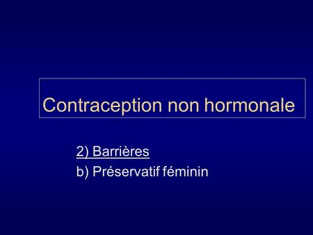 Contraception non hormonale