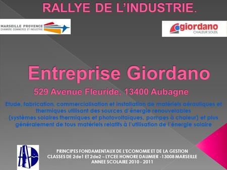 Entreprise Giordano RALLYE DE L’INDUSTRIE.