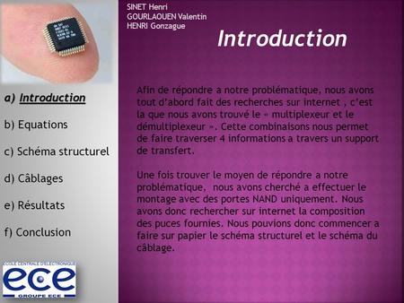 Introduction Introduction b) Equations c) Schéma structurel