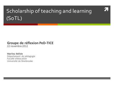 Scholarship of teaching and learning (SoTL)