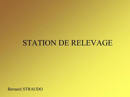 STATION DE RELEVAGE Bernard STRAUDO Situation Station étudiée Poste de Central Commandement.