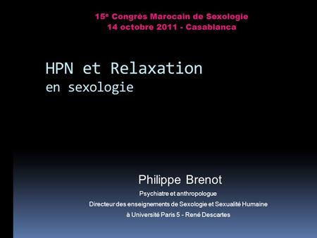 HPN et Relaxation en sexologie