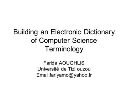 Building an Electronic Dictionary of Computer Science Terminology