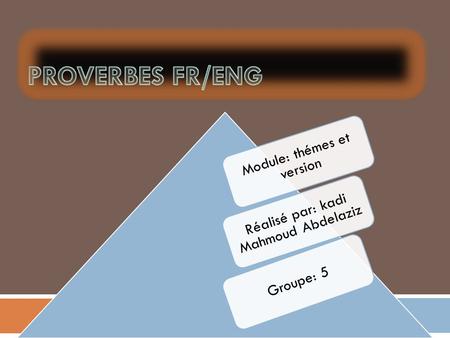 Proverbes fr/eng Module: thémes et version