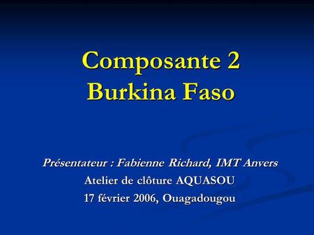 Composante 2 Burkina Faso