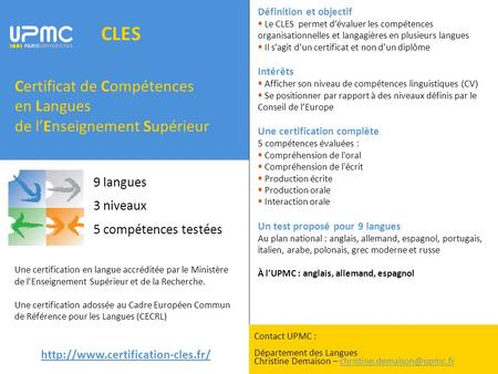 Certificat de Compétences en Langues de l’Enseignement Supérieur