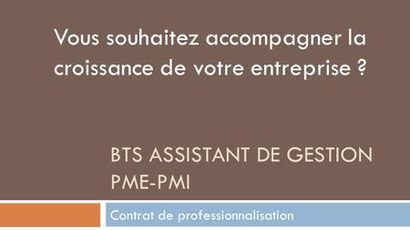 BTS Assistant de gestion PME-pmi