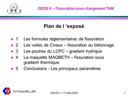 CEOS fr – Fissuration sous chargement THM