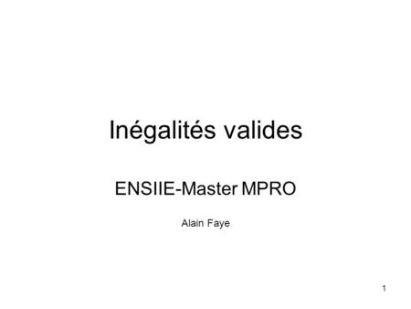 ENSIIE-Master MPRO Alain Faye