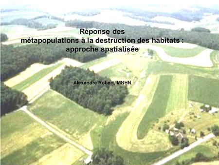Réponse des métapopulations à la destruction des habitats : approche spatialisée Alexandre Robert, MNHN.