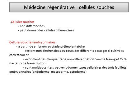 Médecine régénérative : cellules souches