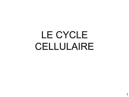Mardi 22 janvier 2008 LE CYCLE CELLULAIRE.