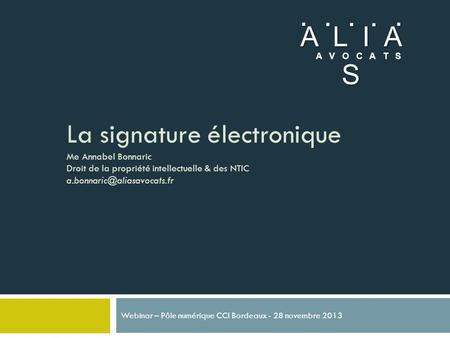 Webinar – Pôle numérique CCI Bordeaux - 28 novembre 2013