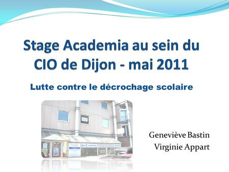 Stage Academia au sein du CIO de Dijon - mai 2011
