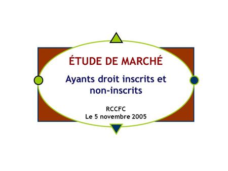 ÉTUDE DE MARCHÉ Ayants droit inscrits et non-inscrits RCCFC Le 5 novembre 2005.