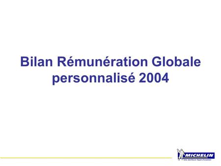 Bilan Rémunération Globale personnalisé 2004