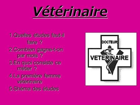 Vétérinaire 1.Quelles études faut-il faire ?