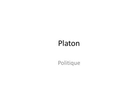 Platon Politique.