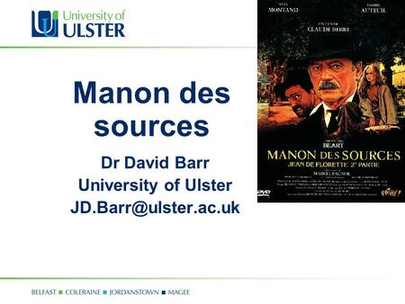 Dr David Barr University of Ulster