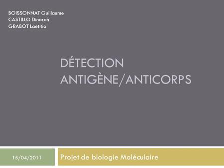 Détection Antigène/anticorps