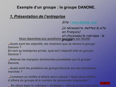 Exemple d’un groupe : le groupe DANONE.