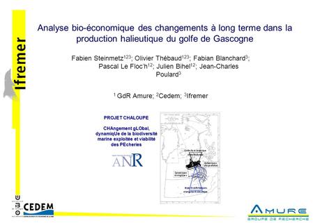 Analyse bio-économique des changements à long terme dans la production halieutique du golfe de Gascogne Fabien Steinmetz 123 ; Olivier Thébaud 123 ; Fabian.