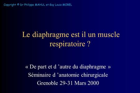Le diaphragme est il un muscle respiratoire ?