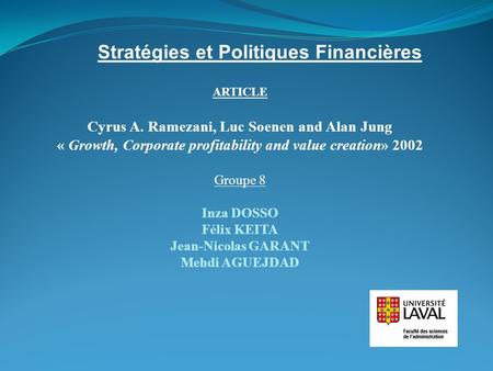 Stratégies et Politiques Financières