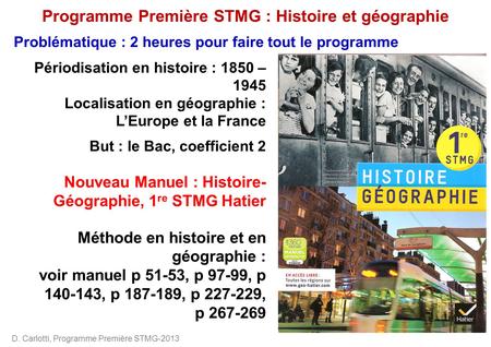 Programme Première STMG : Histoire et géographie