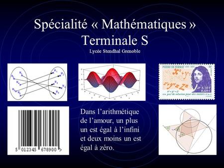 Spécialité « Mathématiques » Terminale S Lycée Stendhal Grenoble