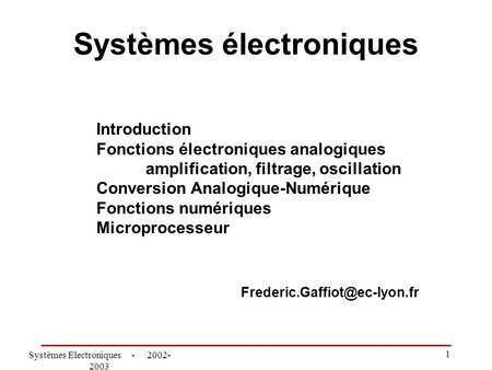 Systèmes électroniques