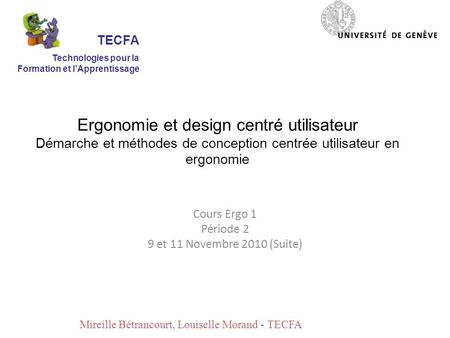 Cours Ergo 1 Période 2 9 et 11 Novembre 2010 (Suite)