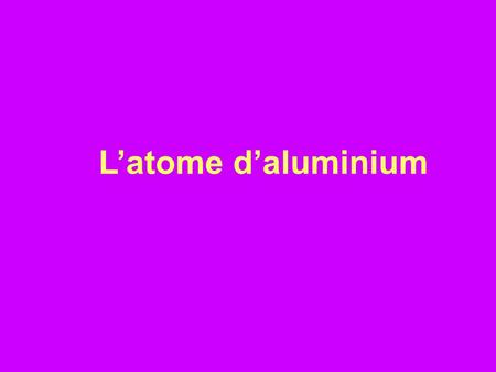 L’atome d’aluminium.