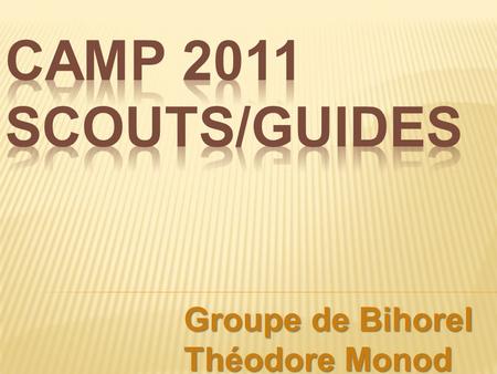 Groupe de Bihorel Théodore Monod. NOUS VOUS PARLERONS DE … 12/06/2010Camp Scout/Guide été 2010 - groupe de Biohrel - Le jumelage - Avec qui? - Projet.