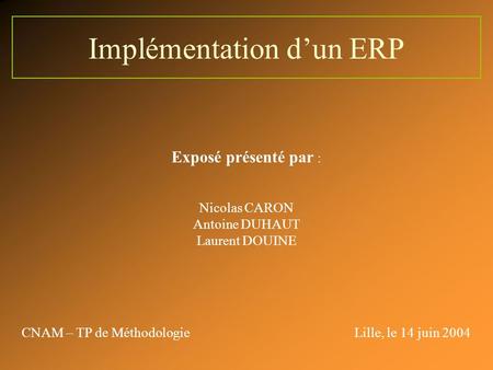Implémentation d’un ERP