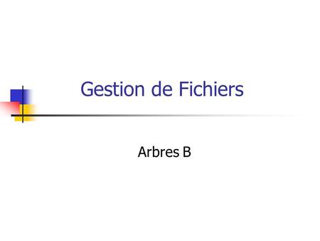 Gestion de Fichiers Arbres B.