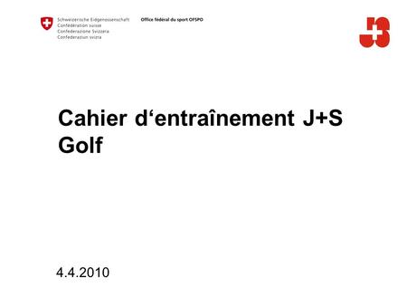 Cahier d‘entraînement J+S Golf