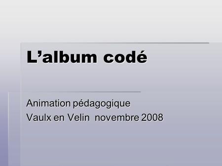 Animation pédagogique Vaulx en Velin novembre 2008