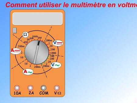 ~ Comment utiliser le multimètre en voltmètre ? W V A V/W 2A 10A COM