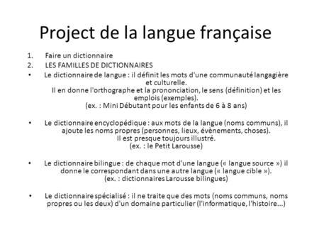 Project de la langue française