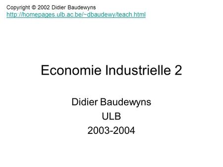 Economie Industrielle 2