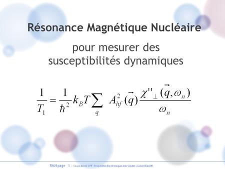 Résonance Magnétique Nucléaire