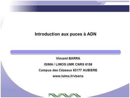 Introduction aux puces à ADN Campus des Cézeaux AUBIERE