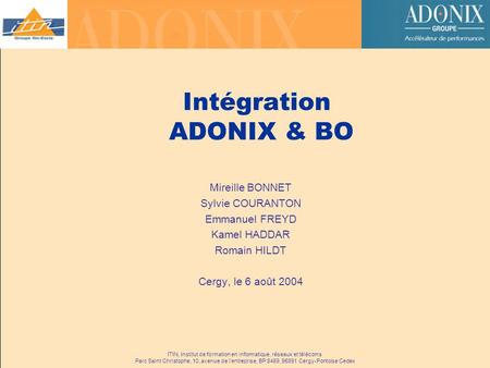 Intégration ADONIX & BO