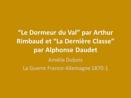 Amélie Dubois La Guerre Franco-Allemagne