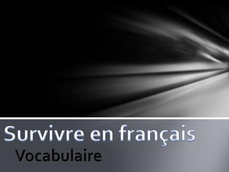 Survivre en français Vocabulaire.