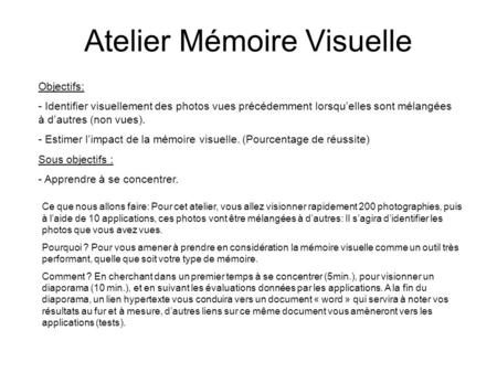 Atelier Mémoire Visuelle