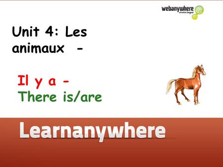 Unit 4: Les animaux - Il y a - There is/are Unit 4: Les animaux.