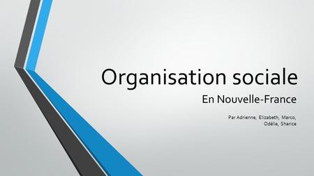 Organisation sociale En Nouvelle-France